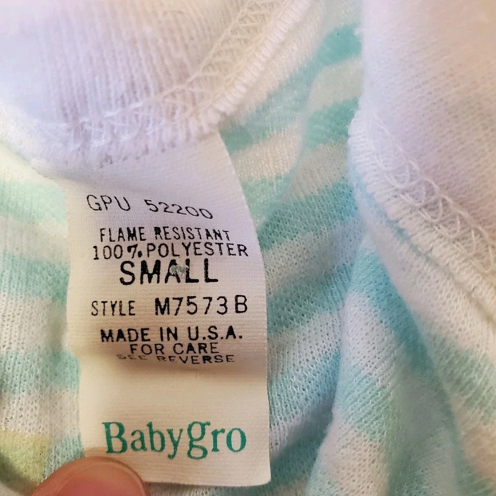 Vintage‎ Babygro Striped Bunny Rabbit Easter Sleeper Made In Usa Size Small